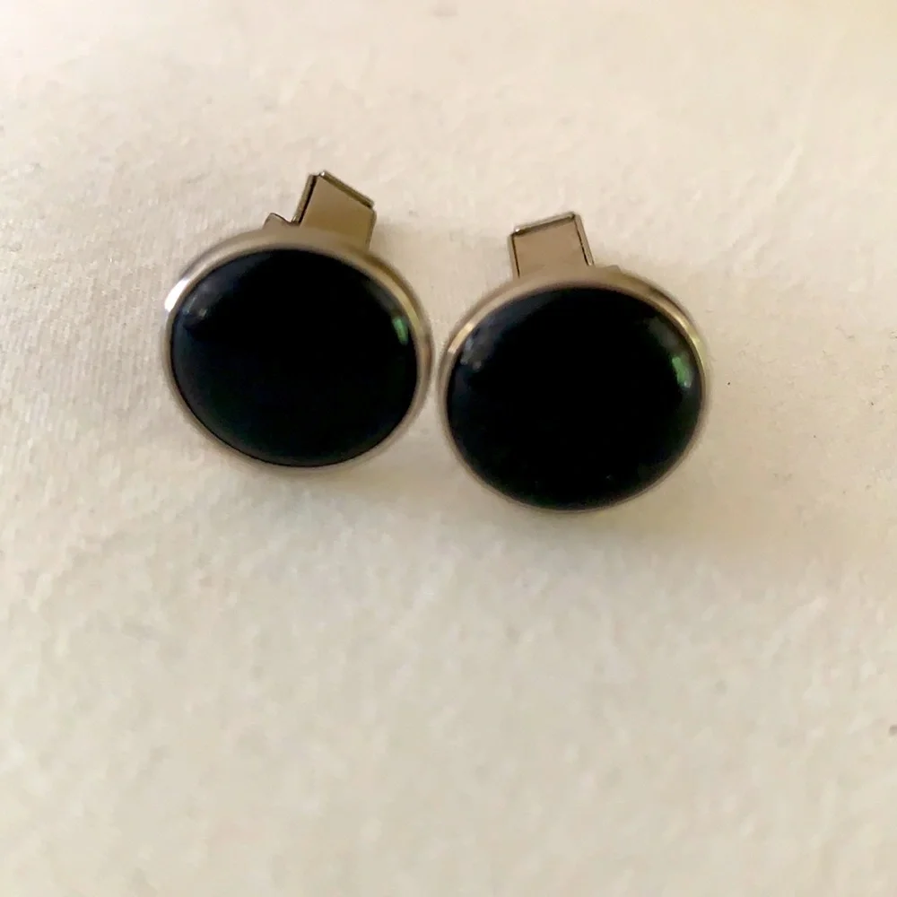 Men’s onyx and silver cufflinks, black tie or wedding